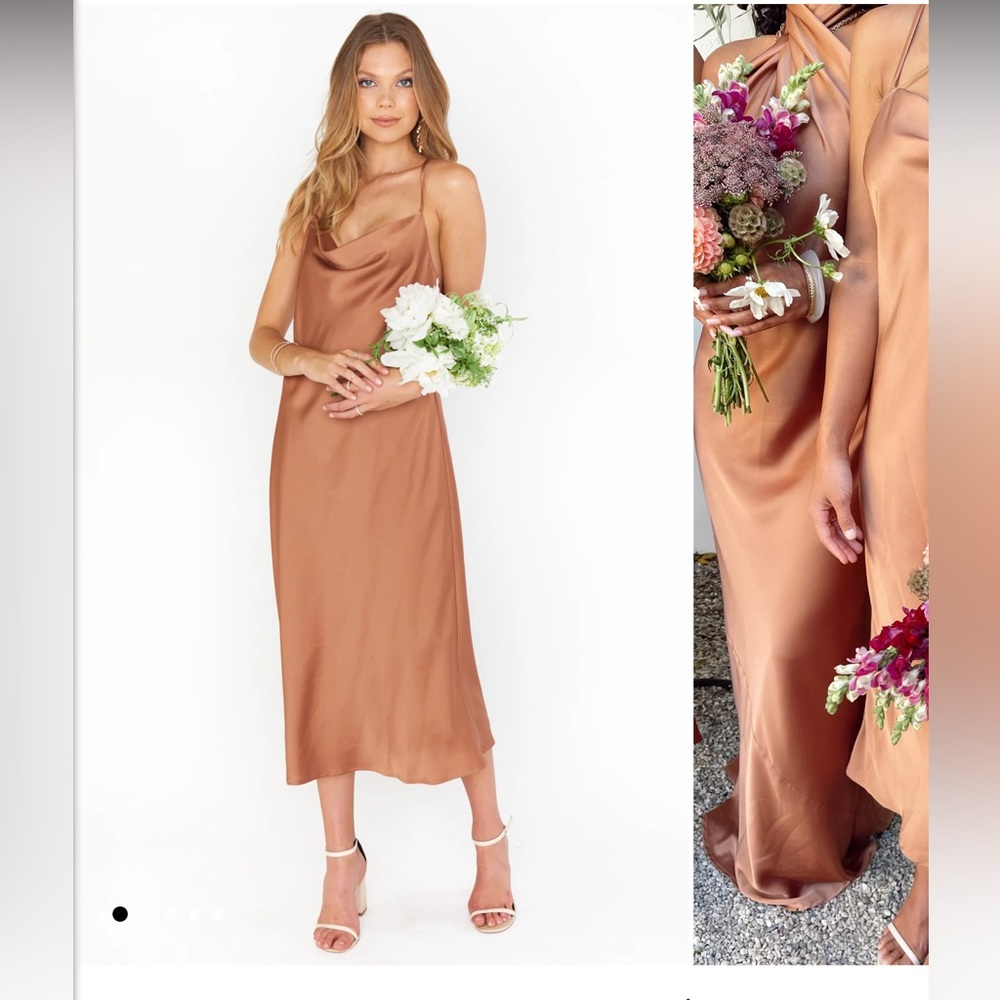 Show Me Your Mumu - Verona Cowl Dress in Copper Luxe Satin